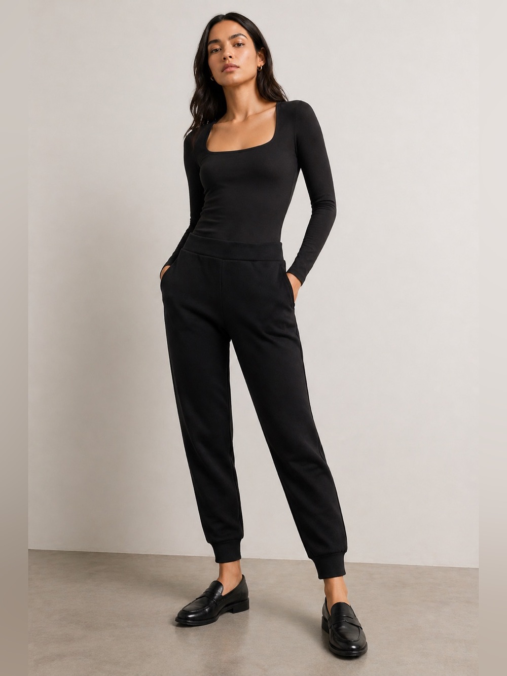 Babaton Black Ponte Knit Jogger Pants | High Rise | Size L - Picture 5 of 6